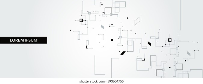 Vector line, square, circle elements. Style geometric pattern background.