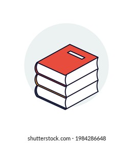 icono de libro apilado de línea vectorial