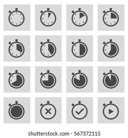 Vector line stopwatch icons set