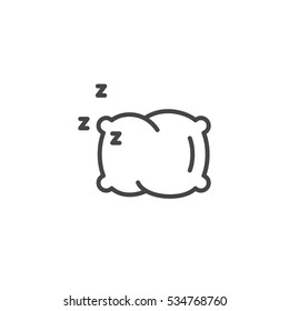 Vector line style icon with pillow. Good sleep symbol.