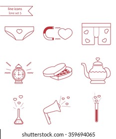 Vector line style icons. Love set 5.