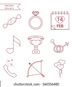 Vector line style icons. Love set 4