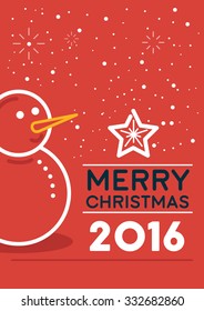 Vector Line Style Illustration of Christmas Greeting, Mailing, Poster