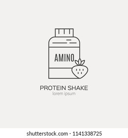 Vector line style illustration of sport nutrition. Clean and modern label for your company.