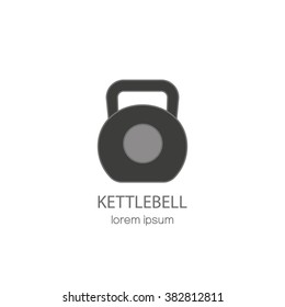 Vector line style logo with a kettlebell. Fitness and gym design element, sign bodybuilding. Modern easy to edit logo template. Vector logo design series.