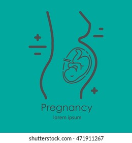 Vector line style logo or label template. Pregnancy. Isolated on background and easy to use concept. Perfect design logotype for your business. 