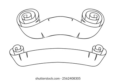 Vector Line Style Old Ribbons Banners