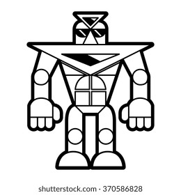 Vector Line Style Robot Isolated On White Background