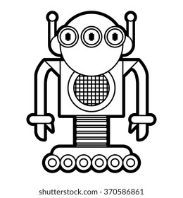 Vector Line Style Robot Isolated On White Background