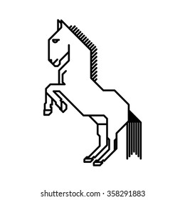 vector line stylized rear up horse