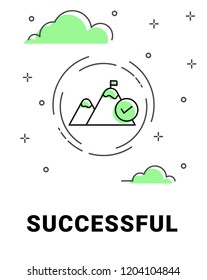 Vector line ''Successful'' icon. Simple thin line design. Modern outline symbols, pictograms.
