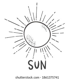 Vector Line Sun Icon Brightness, Intensity Setting. Hand Drawing