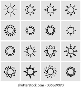 Vector Line Sun Icon Set. 