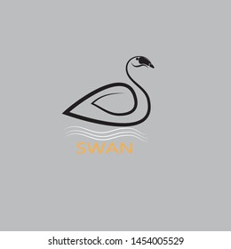 vector line swan with a gray background