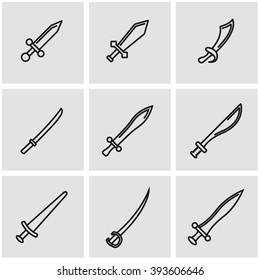 Vector Line Sword Icon Set.