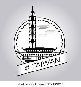 vector line taiwan badge