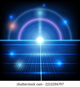 Vector line technology light in galaxy background