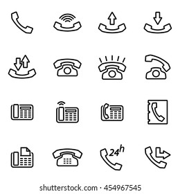 Vector line telephone icon set