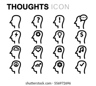 Vector line thoughts icons set