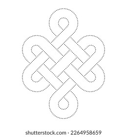 Vector line tibetan symbol made up of dots. Isolated on white background