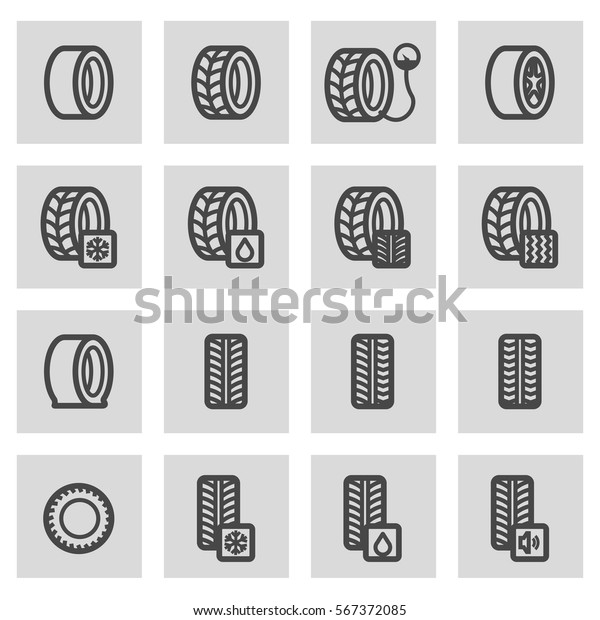 Vector line tire icons\
set