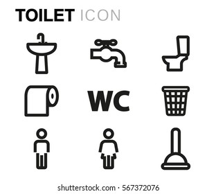 Vector line toilet icons set
