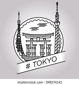 vector line tokyo badge