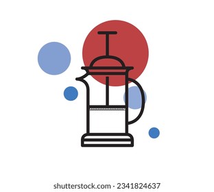 Vector Line Tool Coffee Dripper Manual Brew French Press