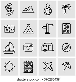 Vector line travel icon set.