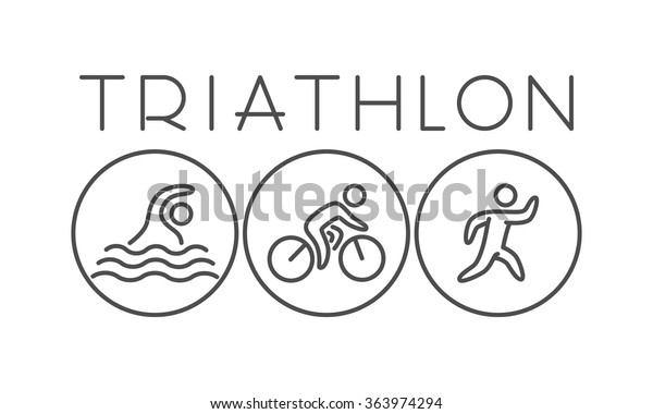 Vector Line Triathlon Logo Symbol Black Stock Vector (Royalty Free ...