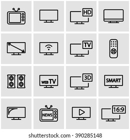 Vector line tv icon set. 