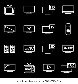 Vector line tv icon set