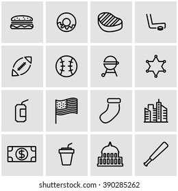 Vector line usa icon set.