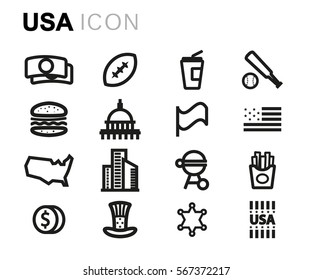 Vector line usa icons set