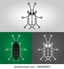 vector line USB digital bug logo