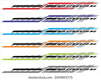 Variaciones de línea de Vector para pegatinas de rayas, elegante texto MOVING STONE.
