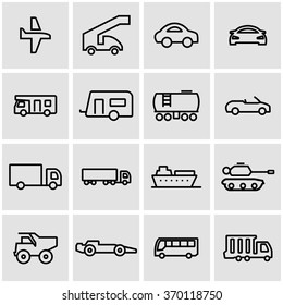 Vector line vehicles icon set.