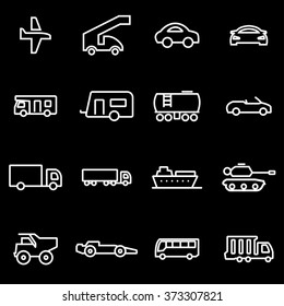 Vector line vehicles icon set