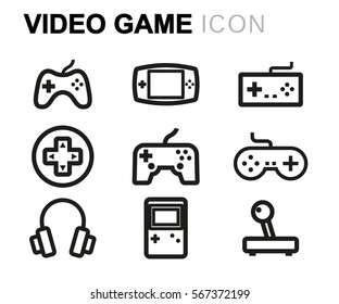 Vector line video game icons set