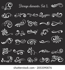 Vector line vintage scroll items for ornate design Vector