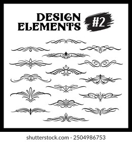 Vector line vintage scroll items for ornate design