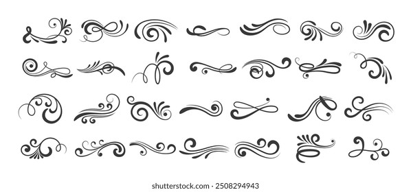 Vector line vintage scroll items for ornate design