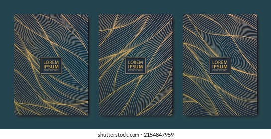 Vector line wavy background with gold texture. Luxury black pattern. Premium backdrop for business layout, texture for print, poster, book, cover.