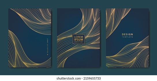 Vector line wavy background with gold texture. Luxury black pattern. Premium backdrop for business layout, texture for print, poster, book, cover.