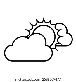 Vector line weather icon of party cloudly isolated on white background. Icon for mobile apps, websites, weather forecast, etc.	