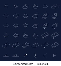 vector line weather icons set