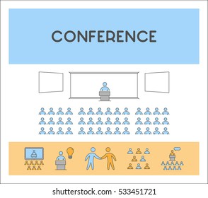 Vector line web banner for conference. Modern linear horizontal design concept for presentation.