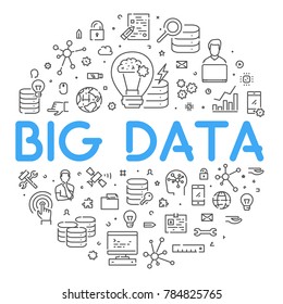 Vector line web concept for big data. Round linear banner for database.