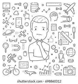 Vector line web concept for engineering. Modern linear banner for development.