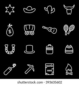 Vector line wild west icon set